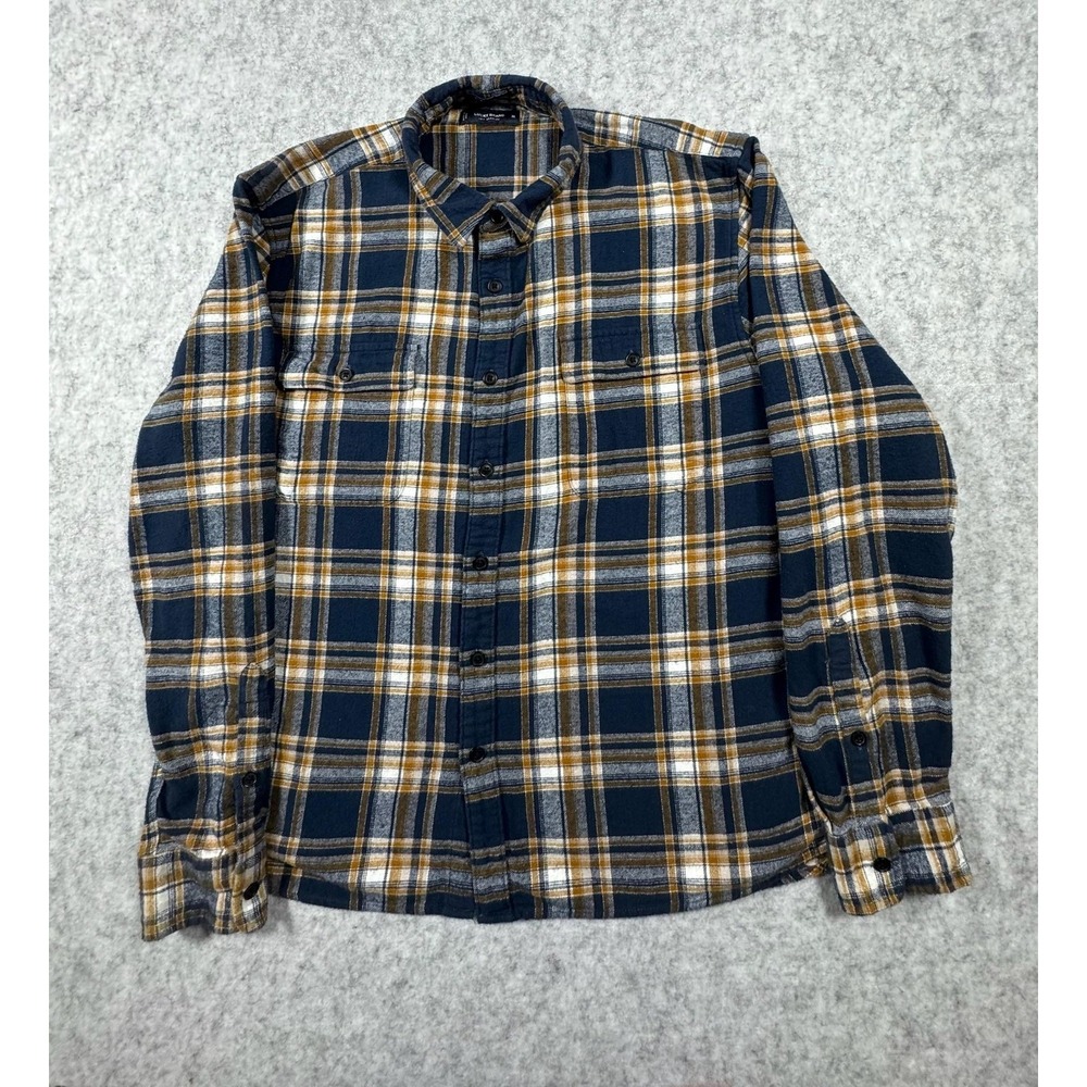 Lucky Brand Shirt‎ Men's XL Blue Plaid Flannel Long Sleeve Button Up Casual